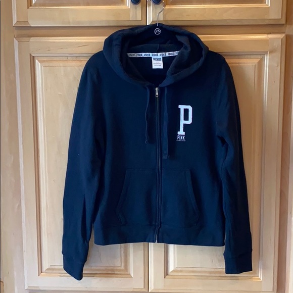 PINK Victoria's Secret Tops - PINK Victoria’s Secret Black Full Zip Sweatshirt